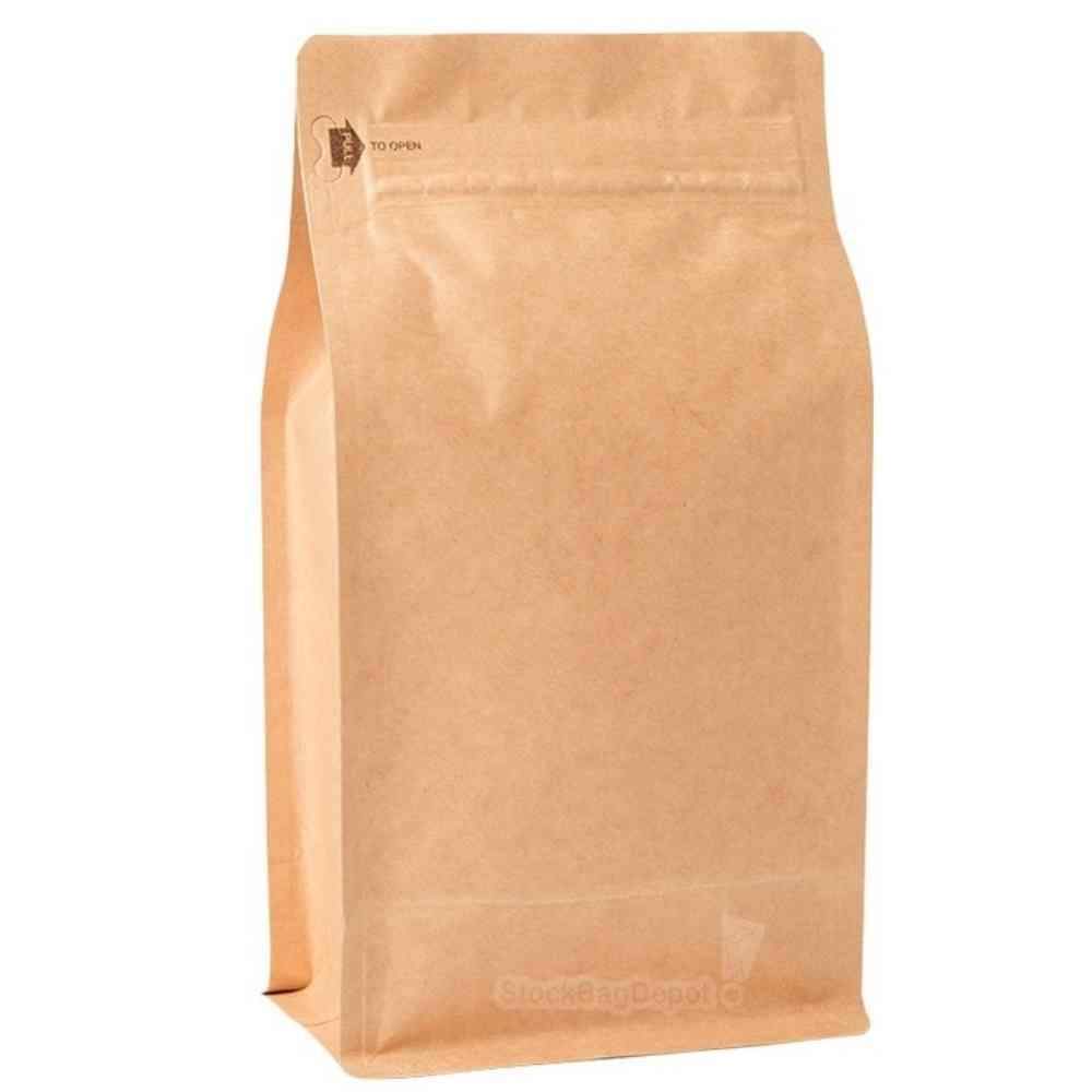Stand Up Pouches Snack Kraft Paper Bags with Window Brown Sealable