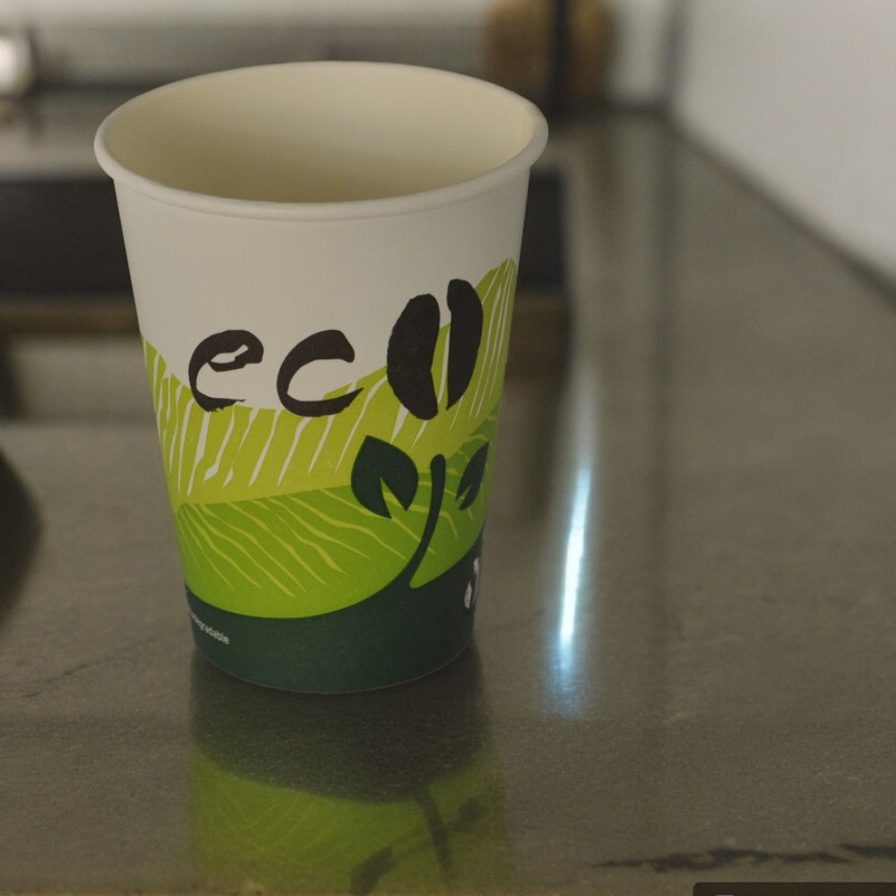 Eco-Friendly 12 oz Compostable Hot Cups - Pack of 100