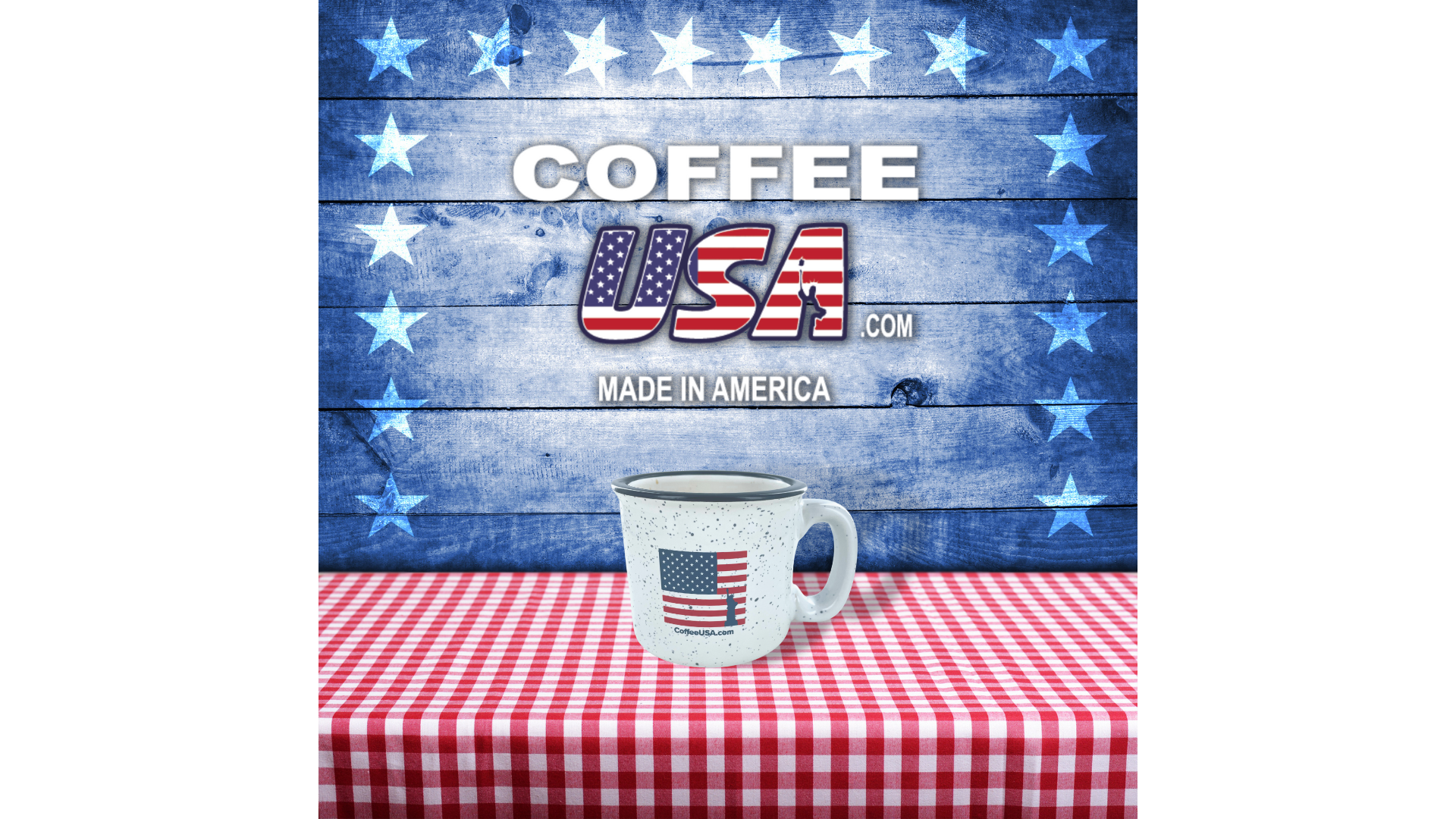 American Flag Mug - Ceramic Campfire Mug USA  Patriotic