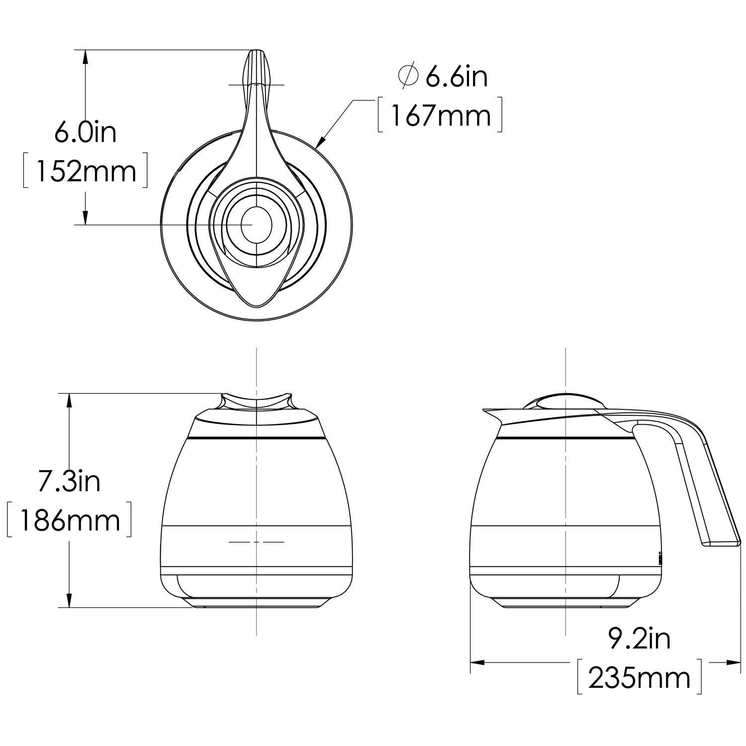 Bunn Thermal Carafe for Coffee - Seamless Stainless Steel Pitcher - 1.9L Capacity [51746.0001] - Coffee Wholesale USA