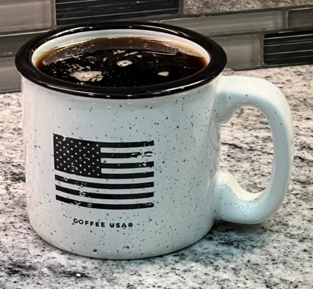 15 oz. Campfire Mug USA Flag Black/White