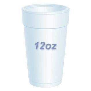 Dart Styrofoam Cups - 12oz Size - Case of 1,000 - 12J12