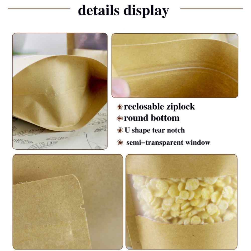 Half Pound Stand-Up Zip Window Bags - Tan Kraft